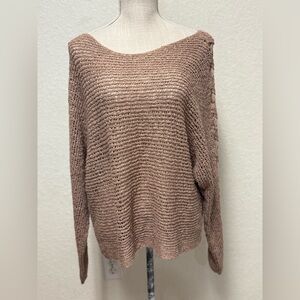 BILLABONG Brown Off-the-Shoulder Knit Sweater Size Large
